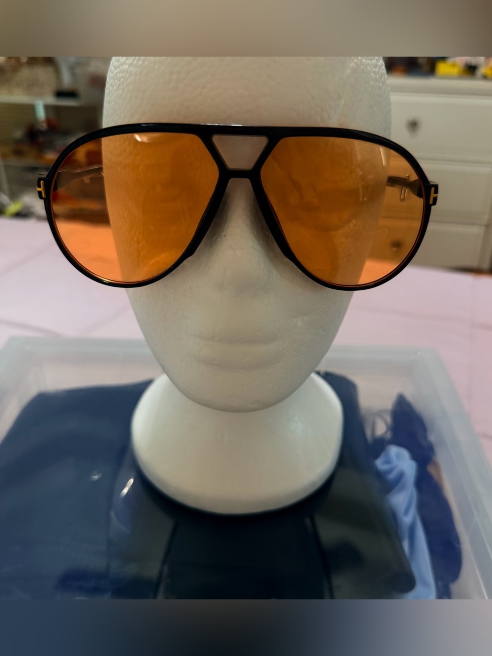 Men's Black Frame Sunglasses with Orange Lenses